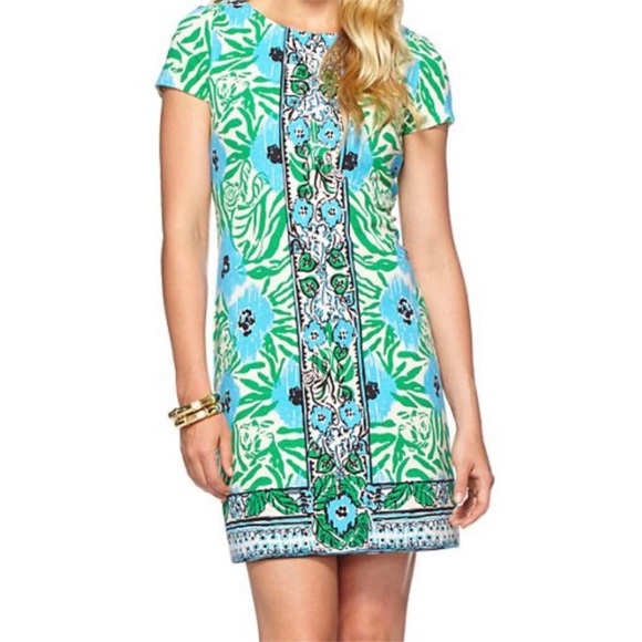 Lilly Pulitzer Layton Sea Oat Ikatty Ikat print Shift Dress size L - Picture 1 of 5